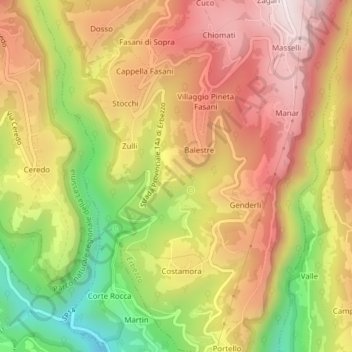 Carte topographique Schioppi, altitude, relief