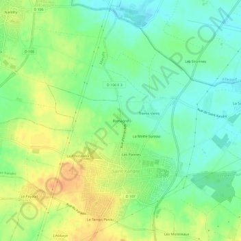 Carte topographique Romagné, altitude, relief