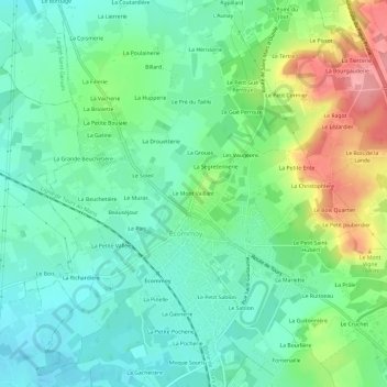 Carte topographique Le Mont Vaillant, altitude, relief