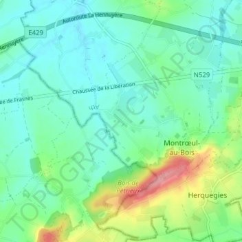 Carte topographique Barberie, altitude, relief