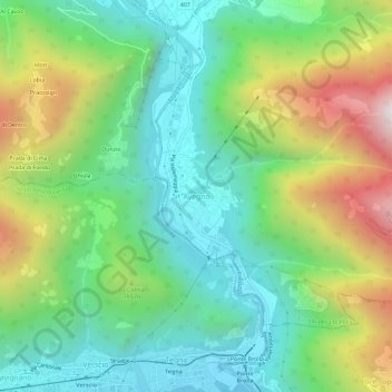 Carte topographique Avegno, altitude, relief