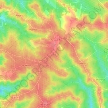 Carte topographique Loche, altitude, relief