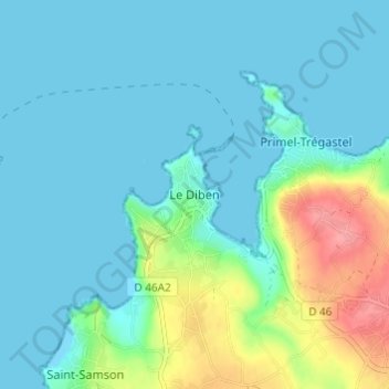 Carte topographique Le Diben, altitude, relief