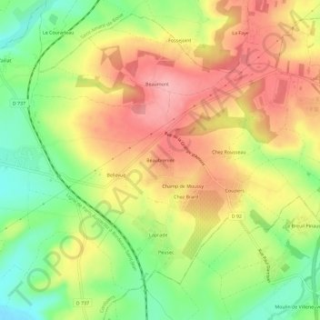 Carte topographique Beaubrenier, altitude, relief