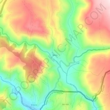 Carte topographique Barxa, altitude, relief