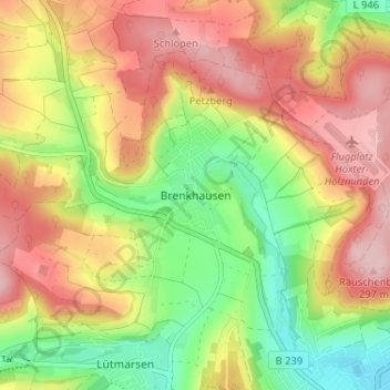 Carte topographique Brenkhausen, altitude, relief