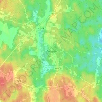 Carte topographique Långasjö, altitude, relief