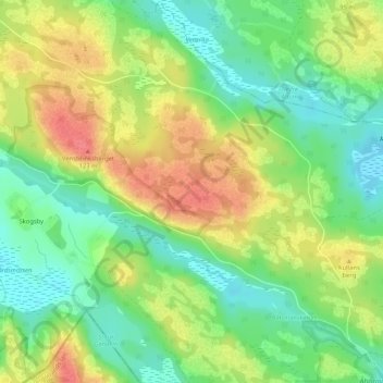 Carte topographique Skogsbyås, altitude, relief