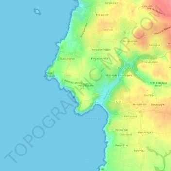 Carte topographique Porsmoguer, altitude, relief