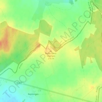 Carte topographique Butte Saint-Georges, altitude, relief