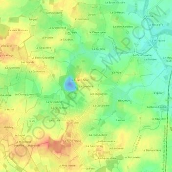 Carte topographique La Gaudière, altitude, relief