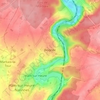 Carte topographique Beignée, altitude, relief