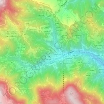Carte topographique Tezzetta, altitude, relief