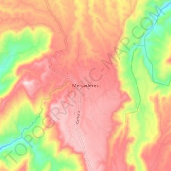 Carte topographique Mercaderes, altitude, relief