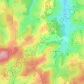 Carte topographique Soulières, altitude, relief