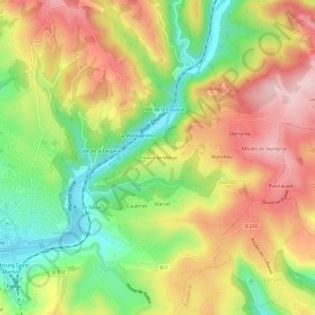 Carte topographique Travers de Metge, altitude, relief