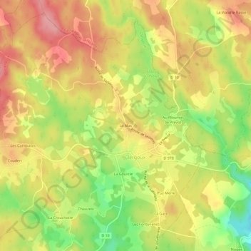 Carte topographique Le Mas, altitude, relief