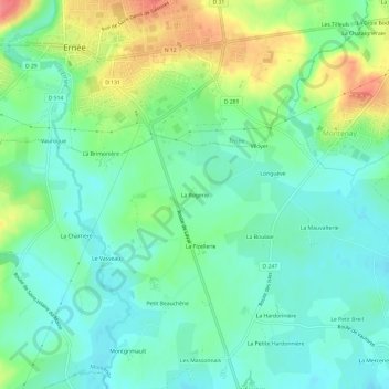 Carte topographique La Rogerie, altitude, relief