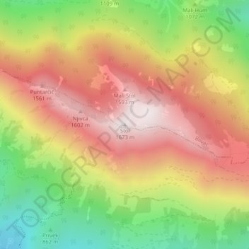 Carte topographique Monte Stol, altitude, relief