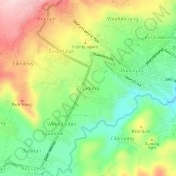 Carte topographique Cigadung, altitude, relief