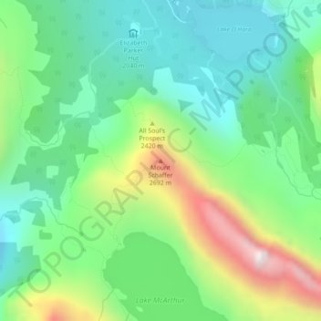 Carte topographique Mount Schaffer, altitude, relief