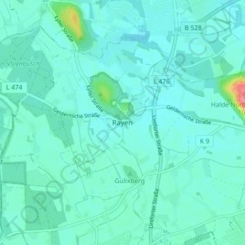 Carte topographique Rayen, altitude, relief