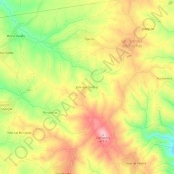 Carte topographique Vale das Ovelhas, altitude, relief