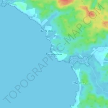 Carte topographique Playa Hermosa, altitude, relief