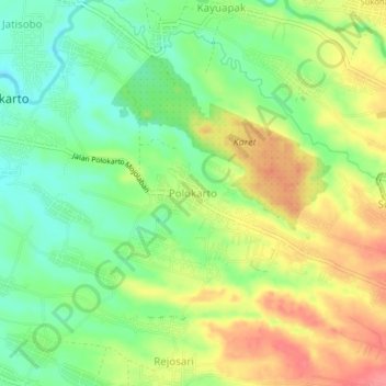 Carte topographique Polokarto, altitude, relief
