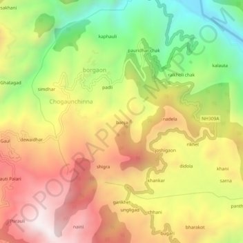 Carte topographique banja, altitude, relief