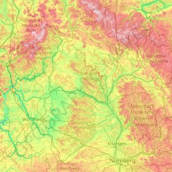 Carte topographique Haßberge, altitude, relief