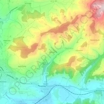 Carte topographique Alterswil, altitude, relief