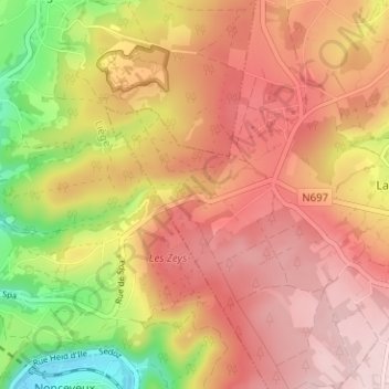 Carte topographique Gervôva, altitude, relief