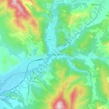 Carte topographique Digne-les-Bains, altitude, relief