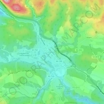 Carte topographique Lekunberri, altitude, relief