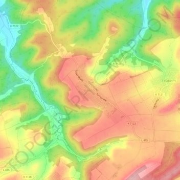 Carte topographique Binsdorf, altitude, relief
