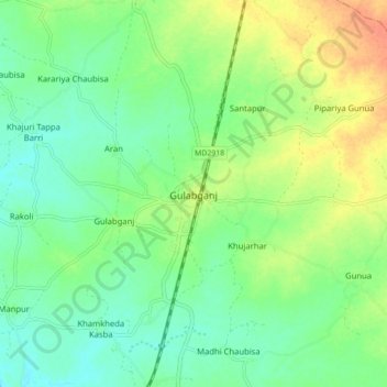 Carte topographique Gulabganj, altitude, relief