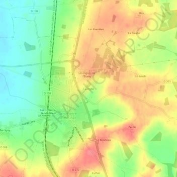 Carte topographique La Vigne, altitude, relief