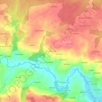 Carte topographique Chez les Simon, altitude, relief