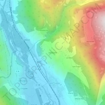 Carte topographique Les Guions, altitude, relief