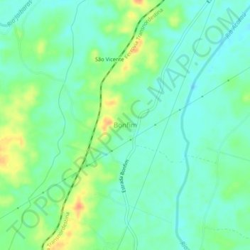 Carte topographique Bonfim, altitude, relief