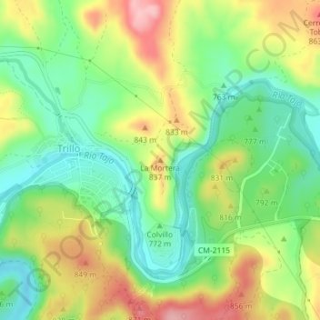 Carte topographique La Mortera, altitude, relief