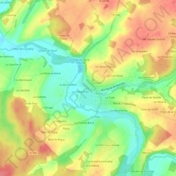 Carte topographique Le Bourg, altitude, relief