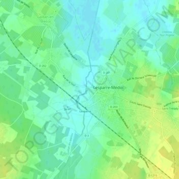 Carte topographique Eyran, altitude, relief