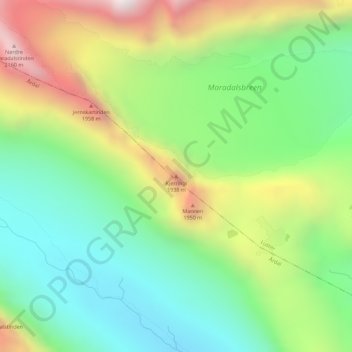 Carte topographique Kjerringi, altitude, relief