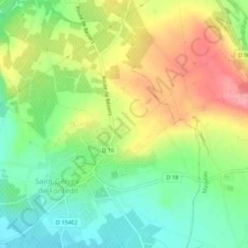 Carte topographique Brunels, altitude, relief