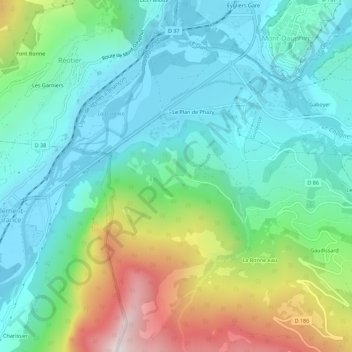 Carte topographique Barbein, altitude, relief