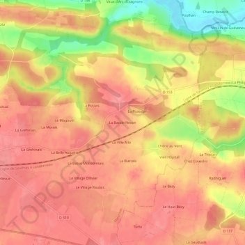Carte topographique La Bande Neuve, altitude, relief