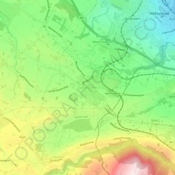 Carte topographique Samstagern, altitude, relief