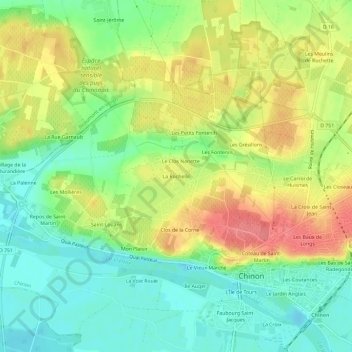 Carte topographique La Rochelle, altitude, relief